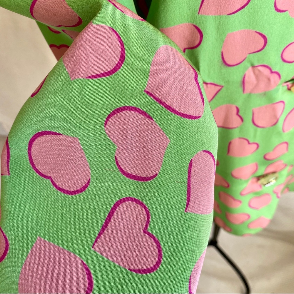 Vintage Carolina Herrera M Valentine's Day Silk Heart Print Blazer - Picture 6 of 8